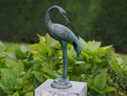 Bronzen beeld kraanvogel