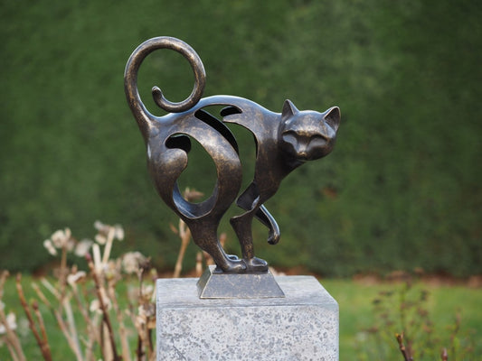 Bronzen beeld kat
