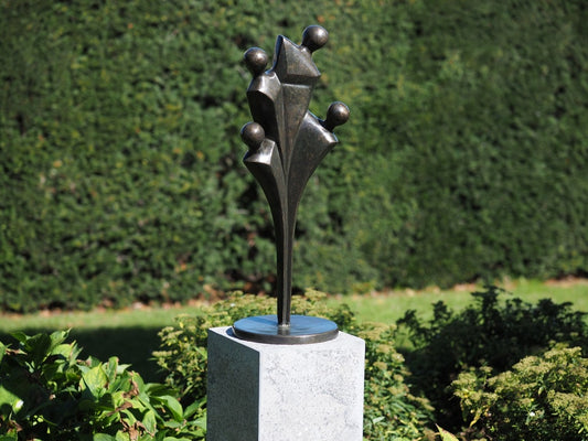 Bronzen beeld gezin 4 personen