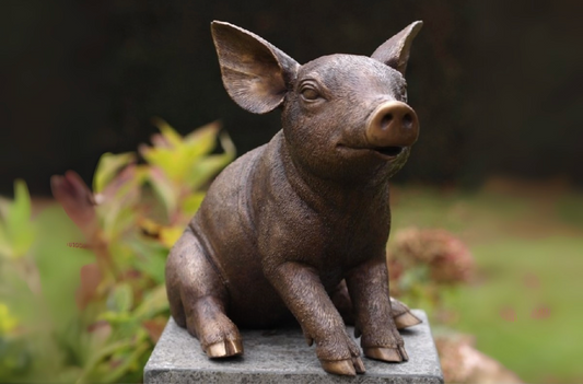 Bronzen beeld varken
