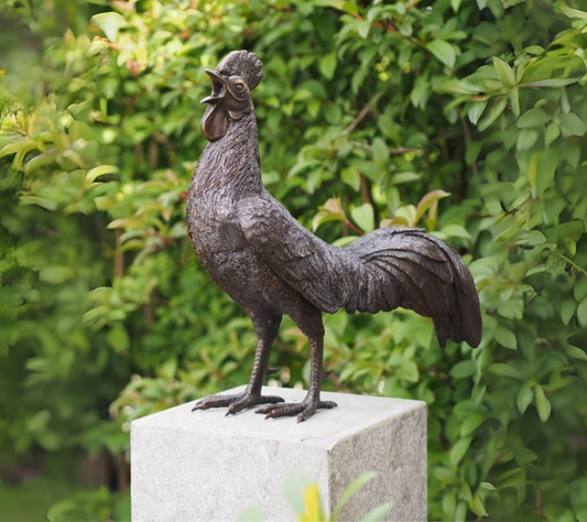 Bronzen beeld haan
