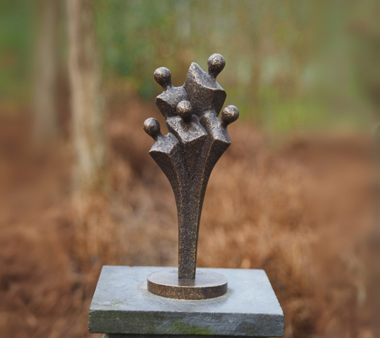 Bronzen beeld gezin 5 personen